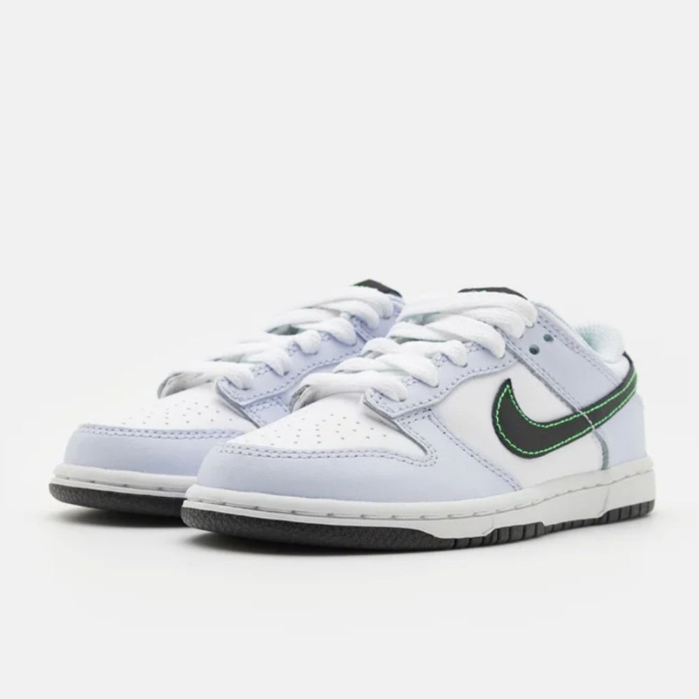 NEW KID'S NIKE DUNK LOW PS FOOTBALL GREY GREEN STRIKE SIZE 2